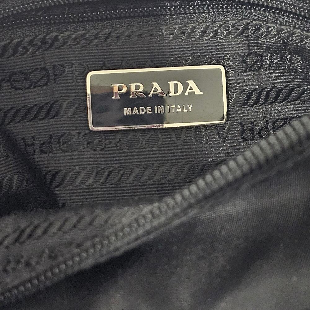 PRADA Tessuto Triangle with logo Ajustable Shoulder Bag Pochette Black Nylon - Picture 7 of 9